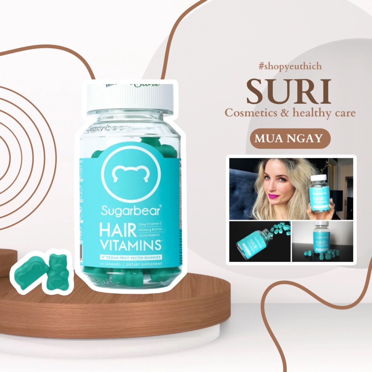 Kẹo Gấu mọc tóc Sugar Bear Hair 60 viên
