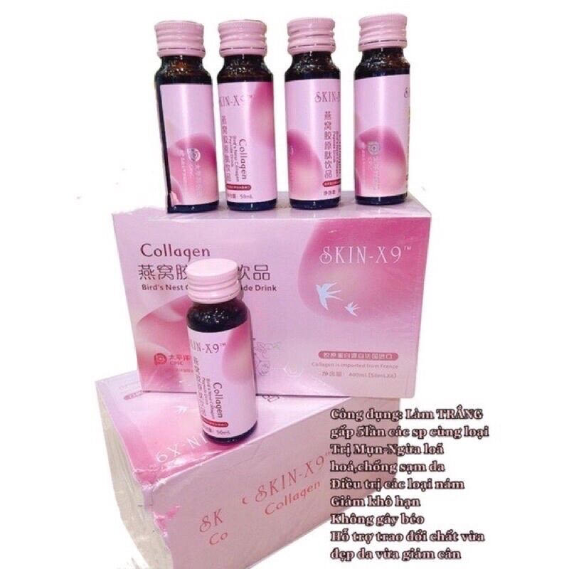 [Hot Hot]Collagen hồng skin X9 _ Hàm lượng collagen gấp x5_ hỗ trợ điều tri mụn, nám, nội tiết, tàn...