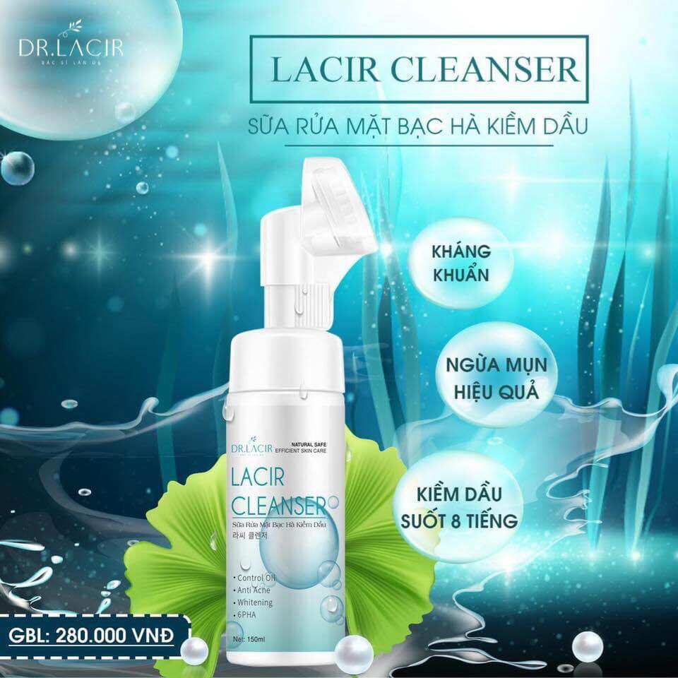 Sữa rửa mặt bạc hà kiềm dầu dr.lacir 150ml