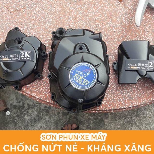 Combo sơn đen nhám samurai - sơn lóp UCH210, sơn đen nhám 109A, bóng mờ 128A