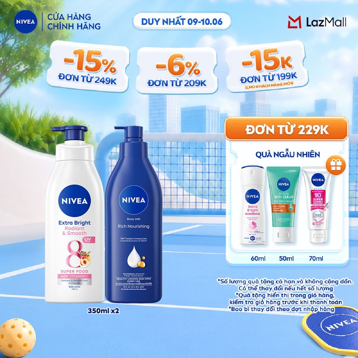 Bộ 2 Sữa Dưỡng Thể NIVEA Dưỡng Ẩm | Mịn Da | Trắng Da (350 ml+380 ml) - 98413+98940