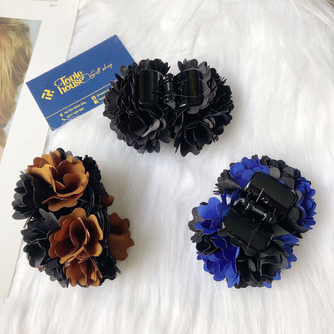 Mới_Kẹp 5 răng gắp tóc hoa hồng handmade đáng yêu cho nữ
