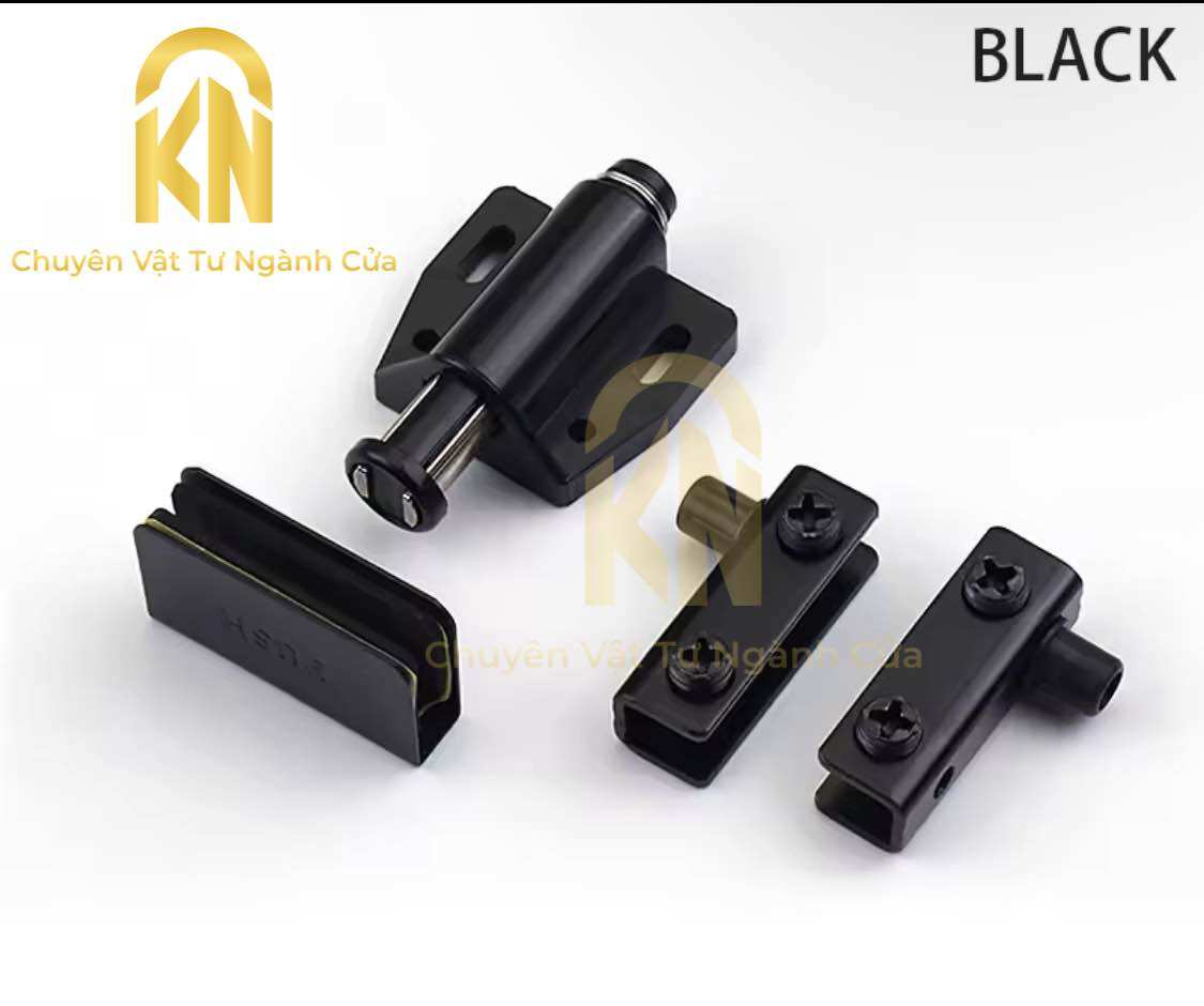 [ Màu đen ]   Bộ lề nhấn đóng mở tủ kính 3-5mm