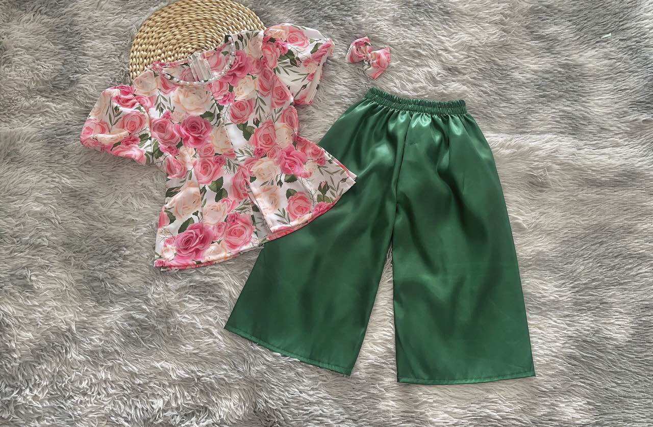 Set bà ba hoa hồng kèm cài tóc xinh cho bé