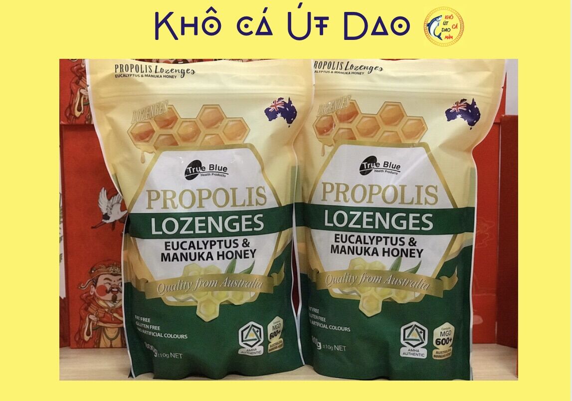 Kẹo keo ong True Blue Propolis Lozenges Eucalyptus & Manuka Honey 800G