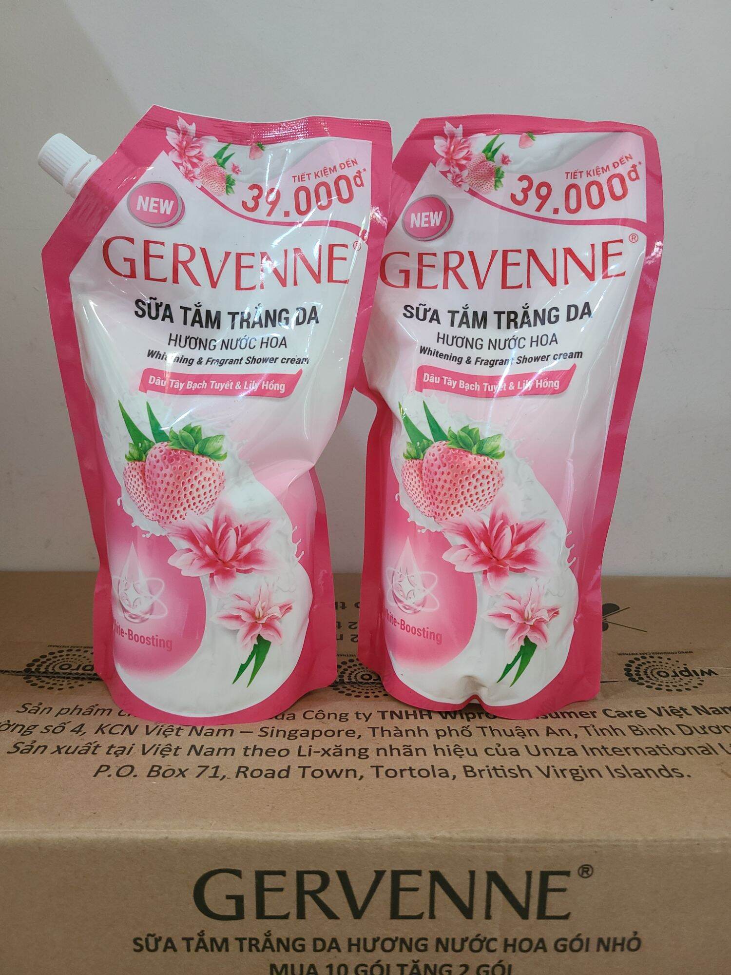 com bo 2 túi sữa tắm gervenne 900g