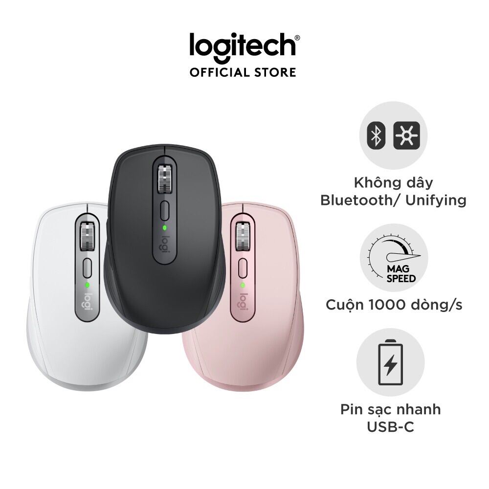 Chuột không dây bluetooth Logitech MX Anywhere 3 - Nhỏ gọn, sạc nhanh USB-C