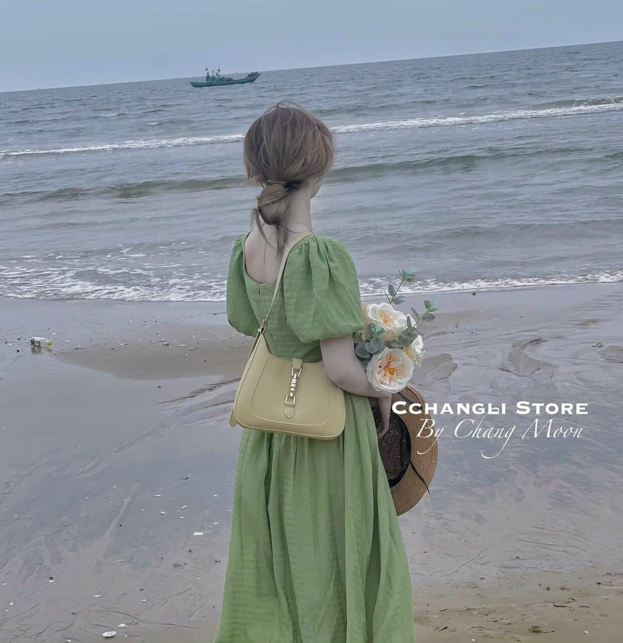 ] đầm cổ vuông tay phồng xòe xinh đẹp boong store