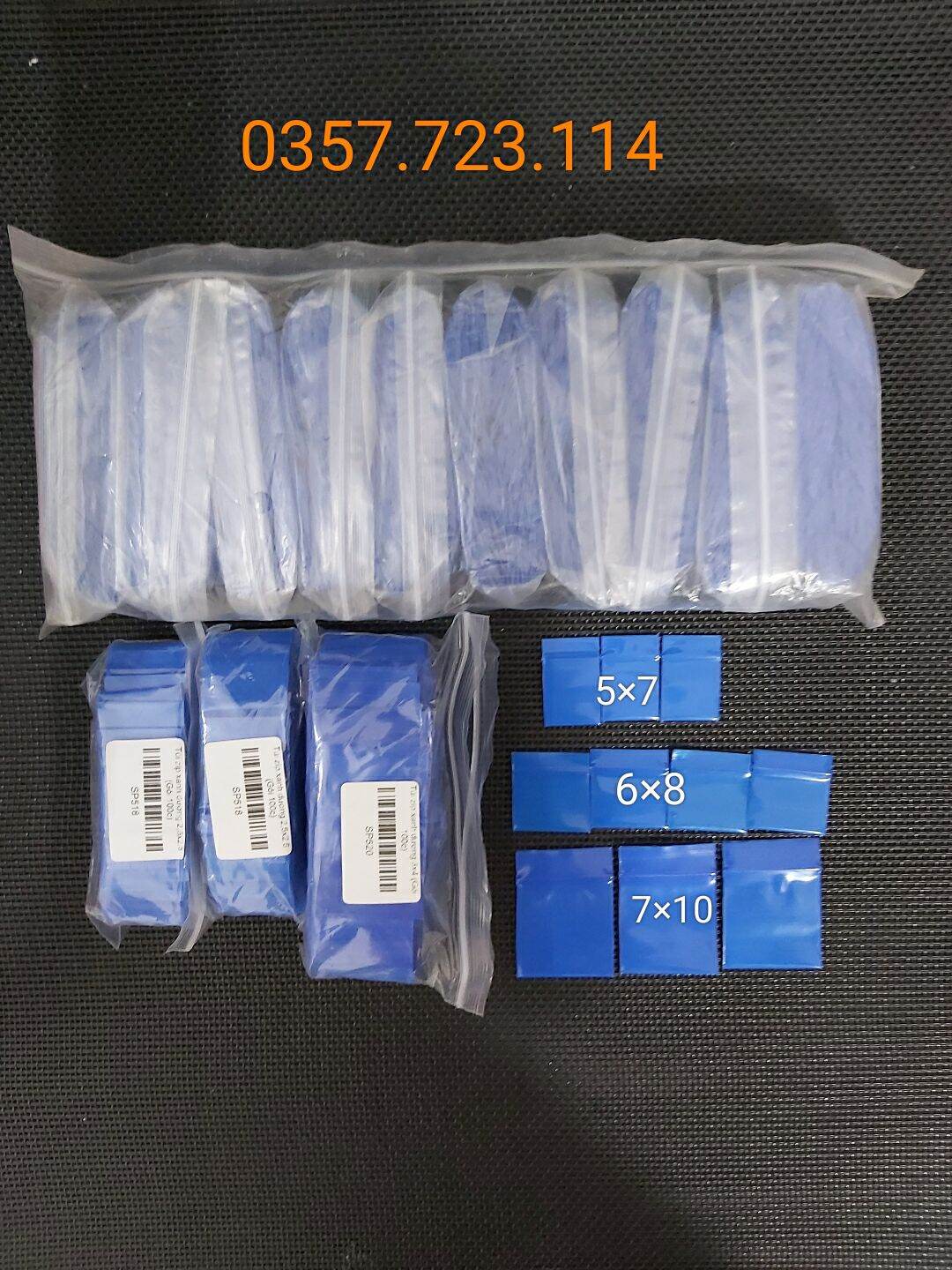 100c túi zip 2 mặt màu xanh dương chọn size