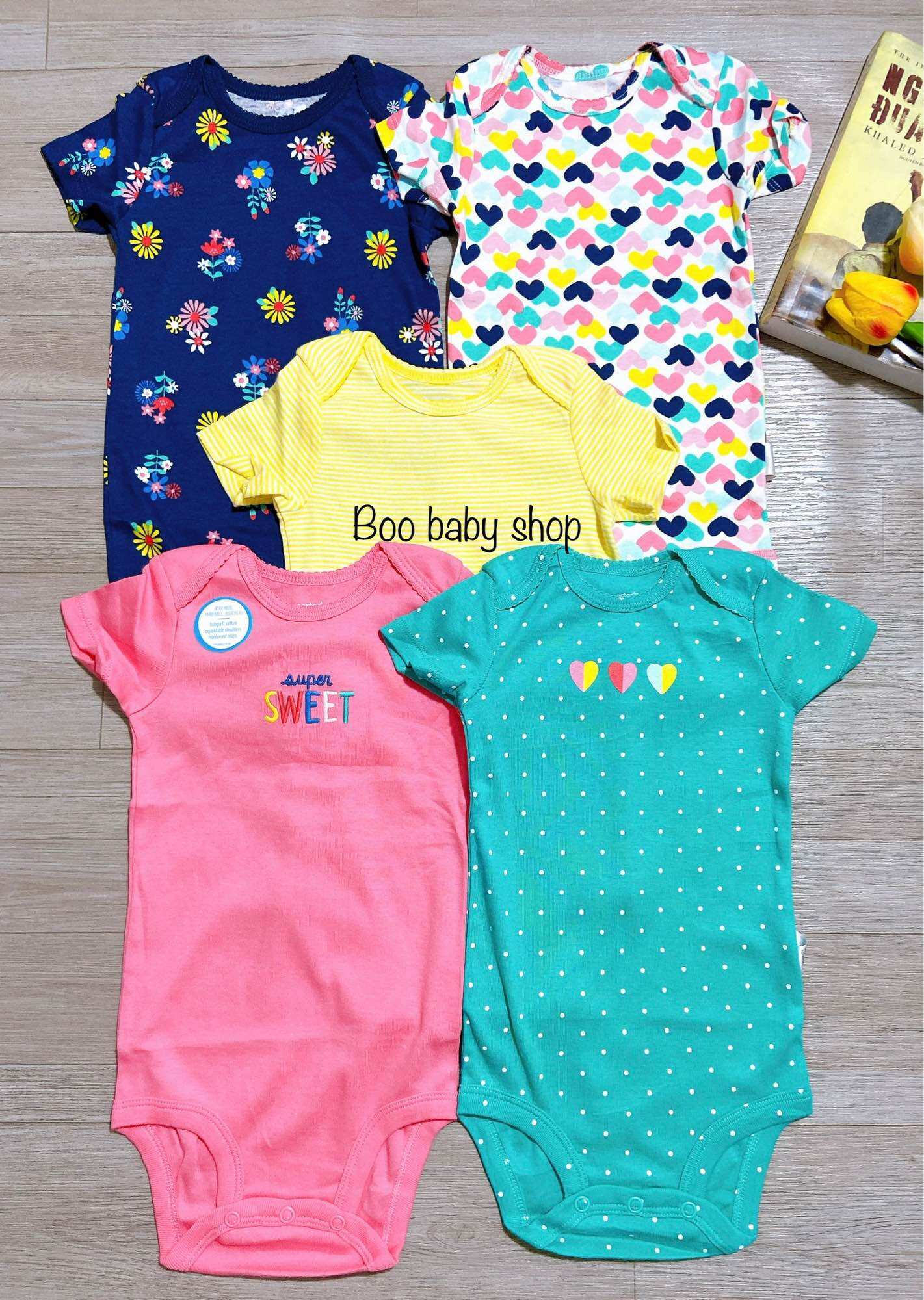 Set 5 bộ bodysuit bé gái 6-24m