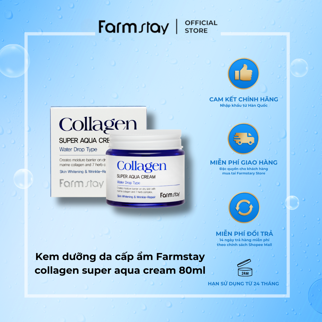 Kem dưỡng da cấp ẩm Farmstay collagen super aqua cream 80ml