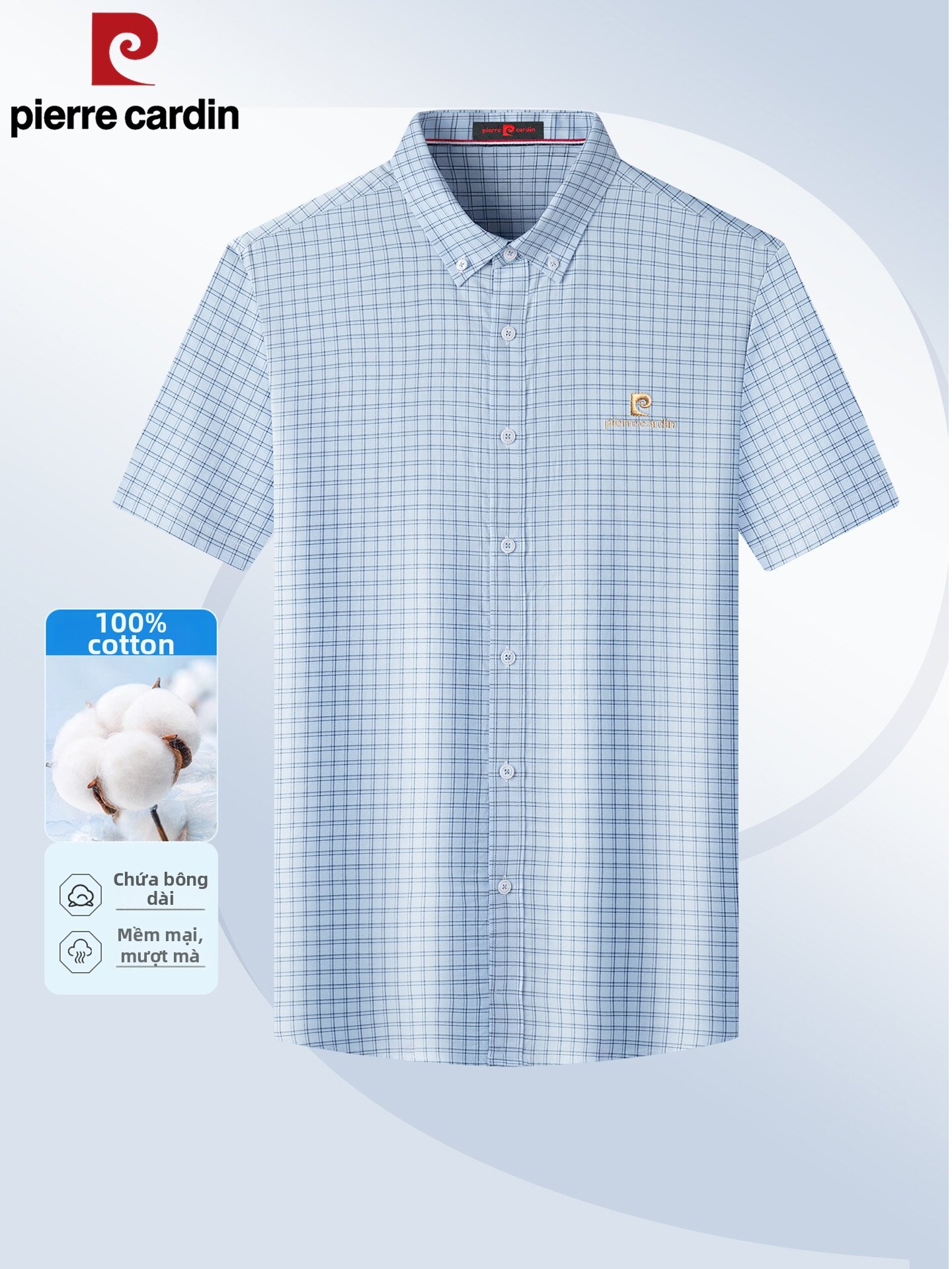 Pierre Cardin | Men's Business Casual Plaid Cotton Shirt