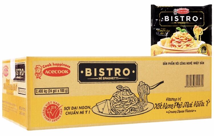 Thùng 24 gói mì spaghetti bistro xốt kem phô mai kiểu ý-gói 100g