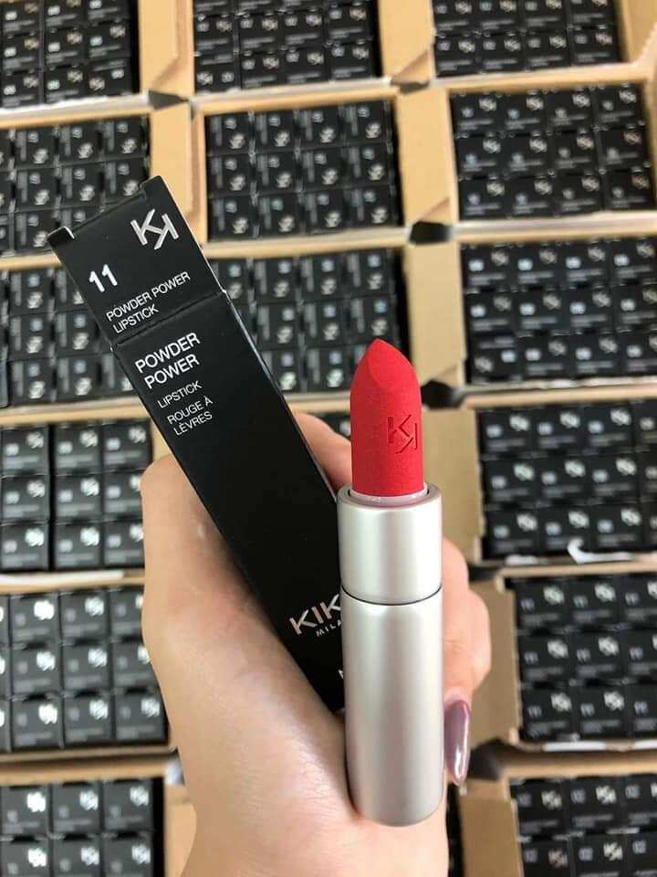 Son KiKo Powder Power Lipstick màu 11 Scarlet Rose Đỏ hồng đậm