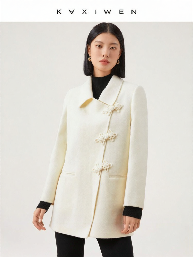 KAXIWEN | Hand-sewn Wool Long Coat 2023 Winter New Arrival - Thương hiệu KAXIWEN Giá 3,692,000 Đồng*Miễn phí vận chuyển