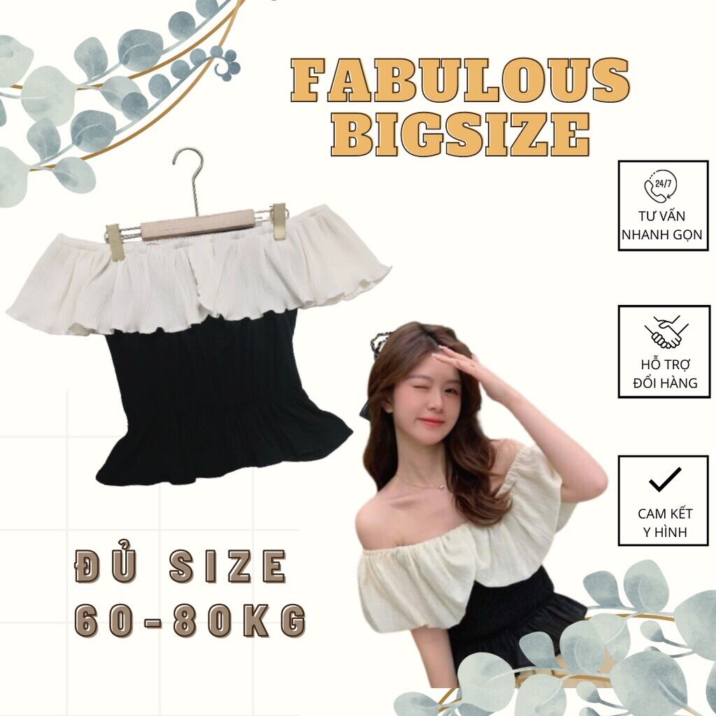 Bigsize áo thun trễ vai dập ly 60-80kg