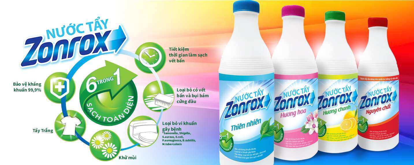 Nước Tẩy Trắng Quần Áo Zonrox 500ml