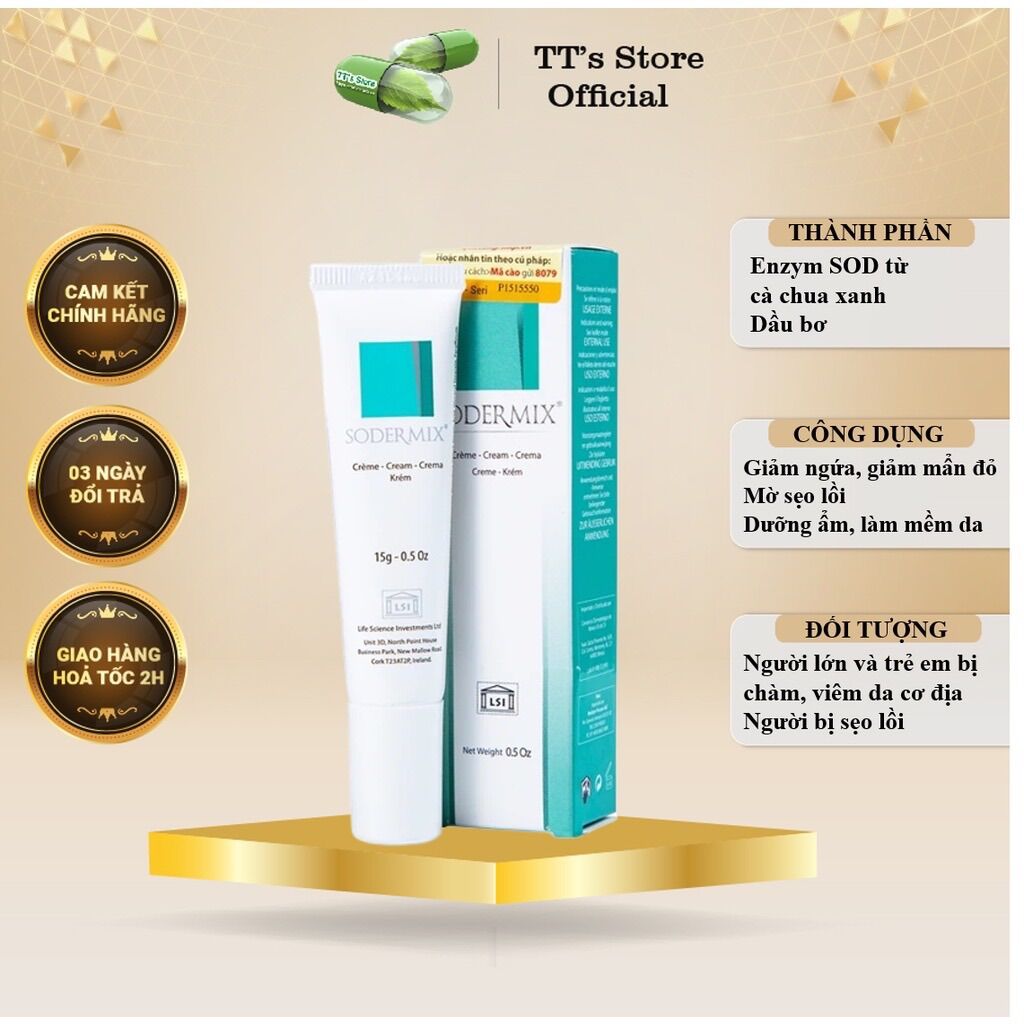 Sodermix Cream 15g - Kem mờ sẹo lồi, sẹo phì đại, chàm Sodemix