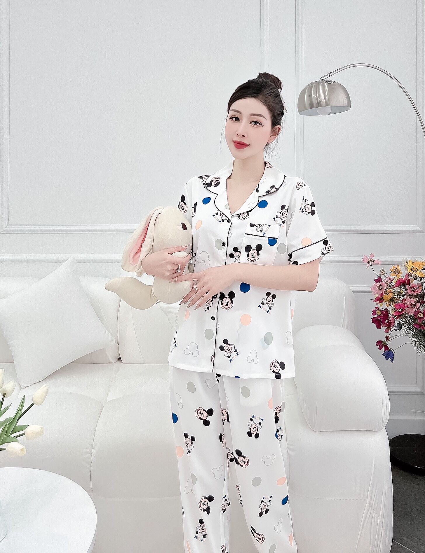 Đồ Bộ Pyjama Lụa Mango Mềm Mát - Bộ Mặc Nhà Quần Dài Tay Ngắn Size L 2XL🌸Giảm 10K Đơn 200K