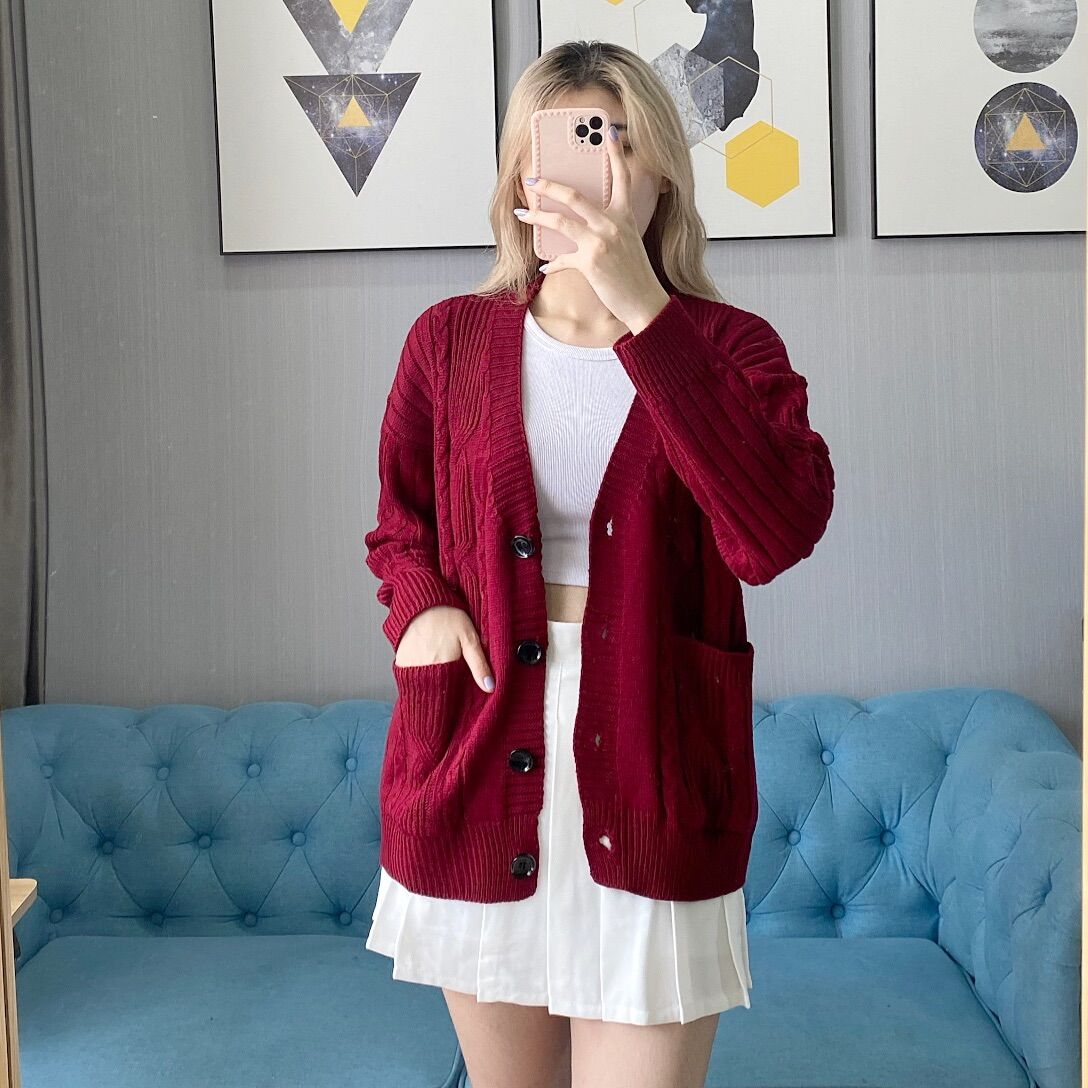 Áo cardigan len thừng dáng dài form rộng, cadigan phong cách hàn quốc len dày dặn