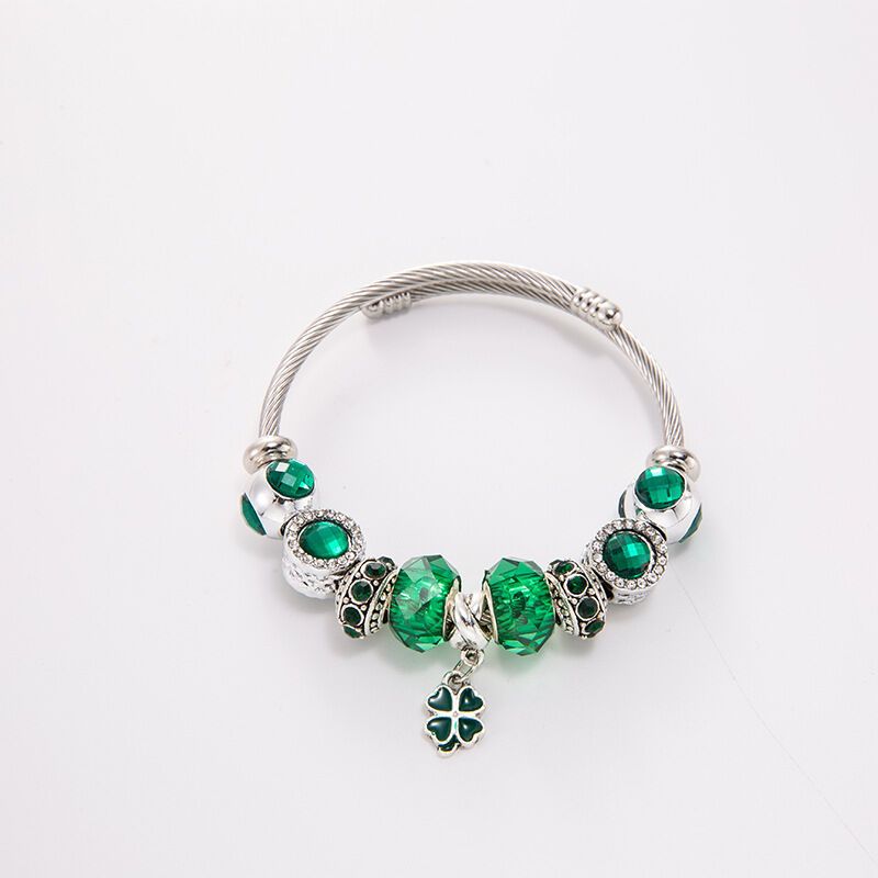 Vòng tay lắc tay charm cỏ bốn lá xanh lanvyk