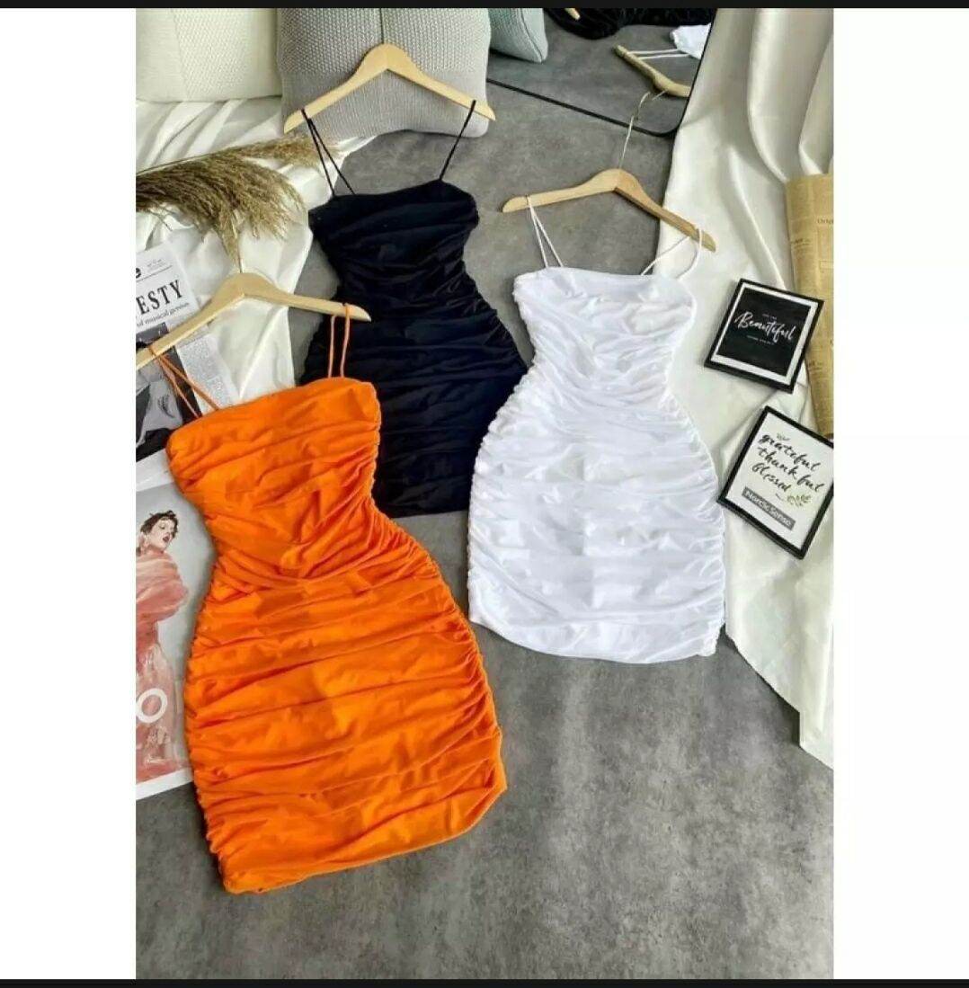 Đầm body lụa nhún ảnh thật
