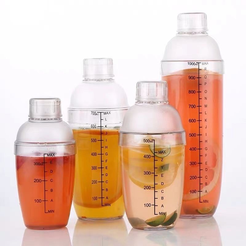 Bình lắc shaker pha chế cocktaik, cafe có chia vạch chất liệu nhựa, dung tích