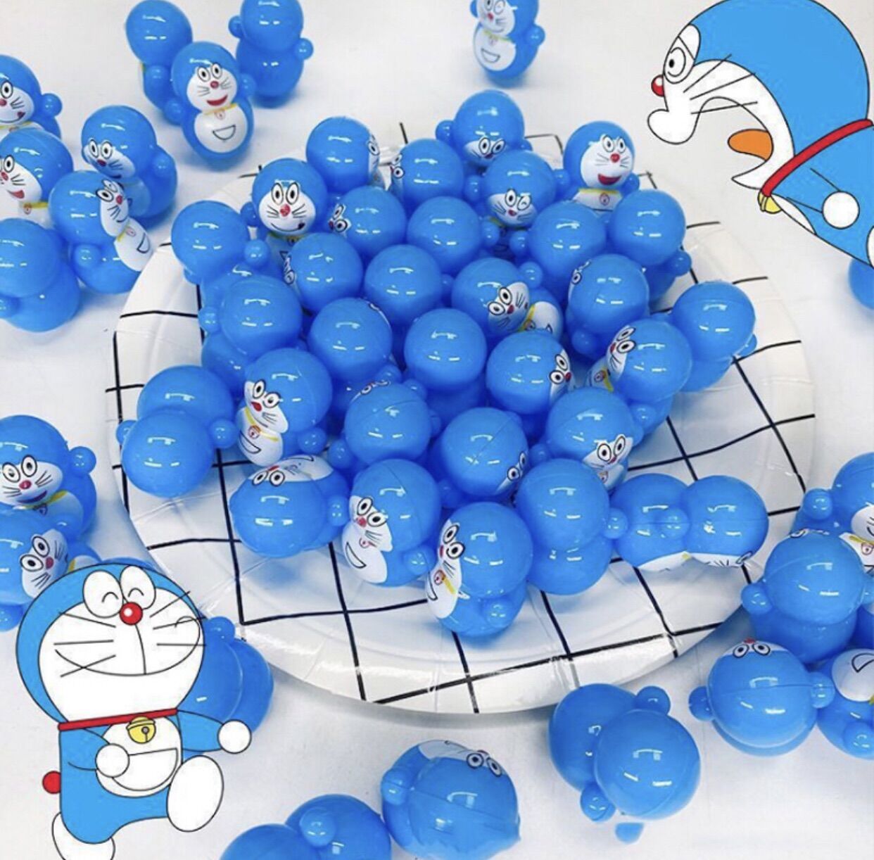 Combo 10 con lật đật mini nhiều mẫu cho bé : squid game, mèo thần tài, minion, doremon,...