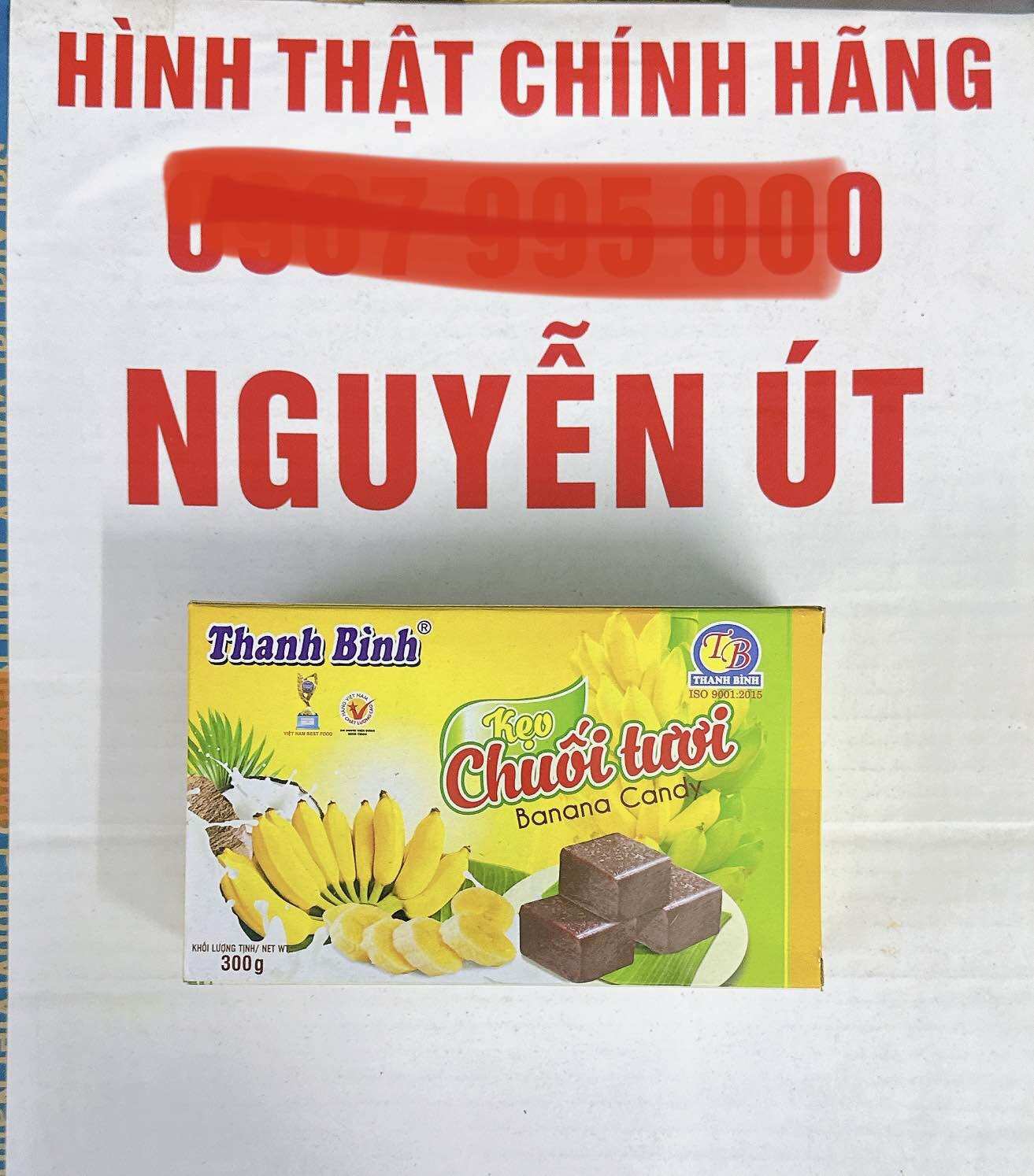 [HCM]Kẹo chuối thanh bình hộp 300g