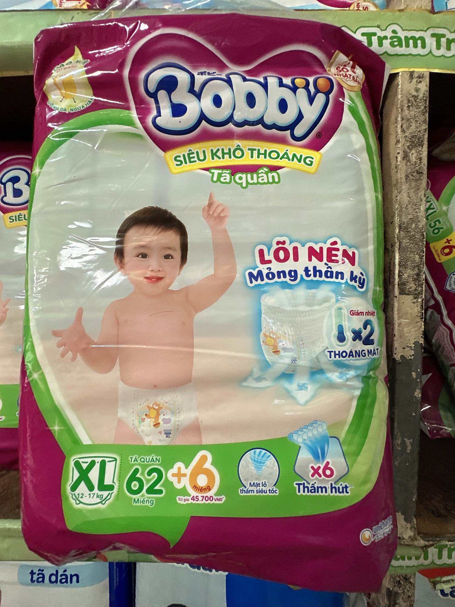 Tã quần BOBBY Size XL 62 Miếng (12-17kg)