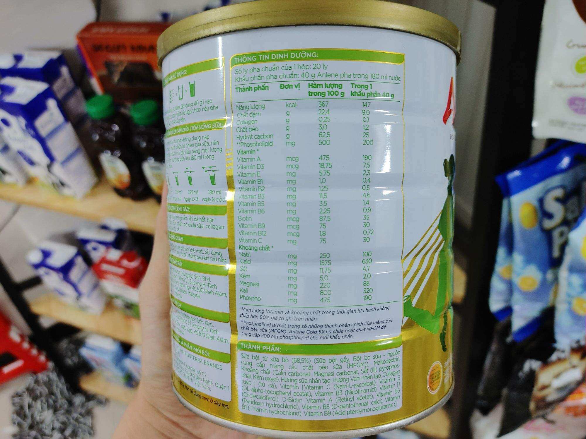 Sữa bột không thêm đường Anlene Gold 5X 800g
