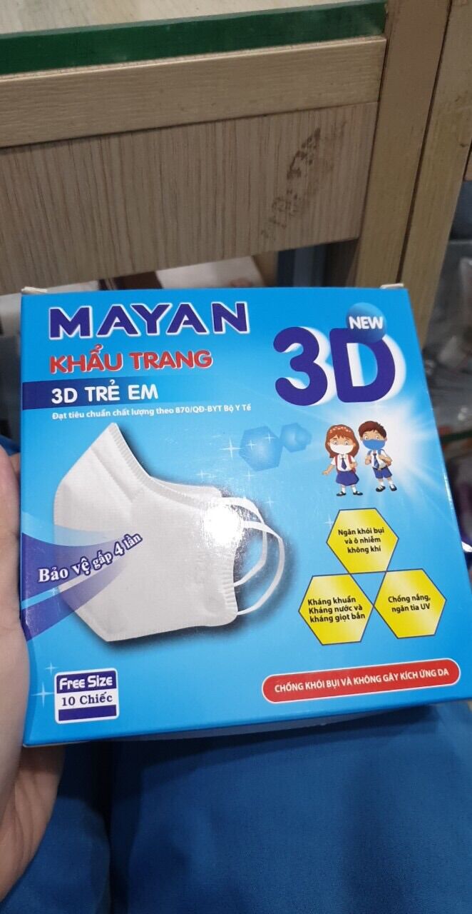 Khẩu trang mayan 3d mask người lớn, trẻ em chống bụi mịn pm2.5 4 lớp, màng lọc n95 freesize - hộp 10 cái