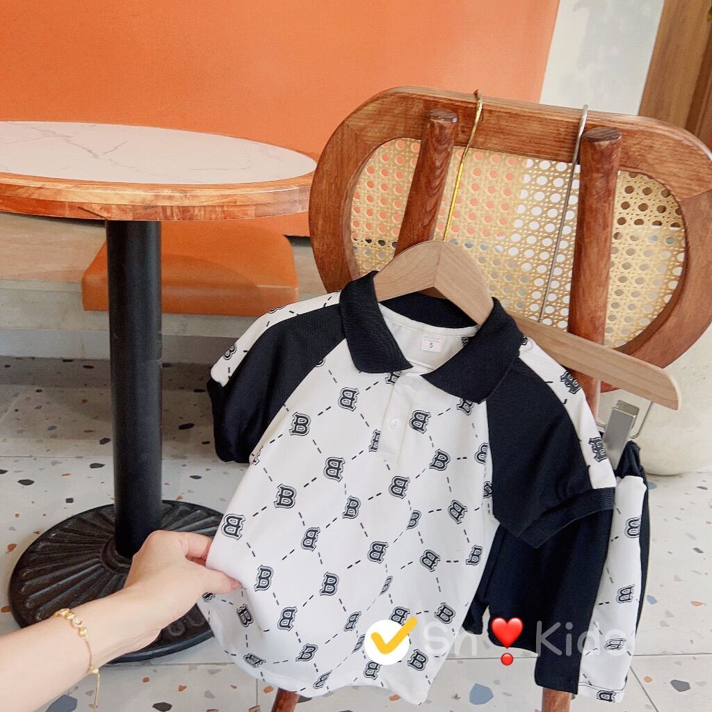 Bộ cổ bẻ chữ B phối màu bé trai (18-30kg)