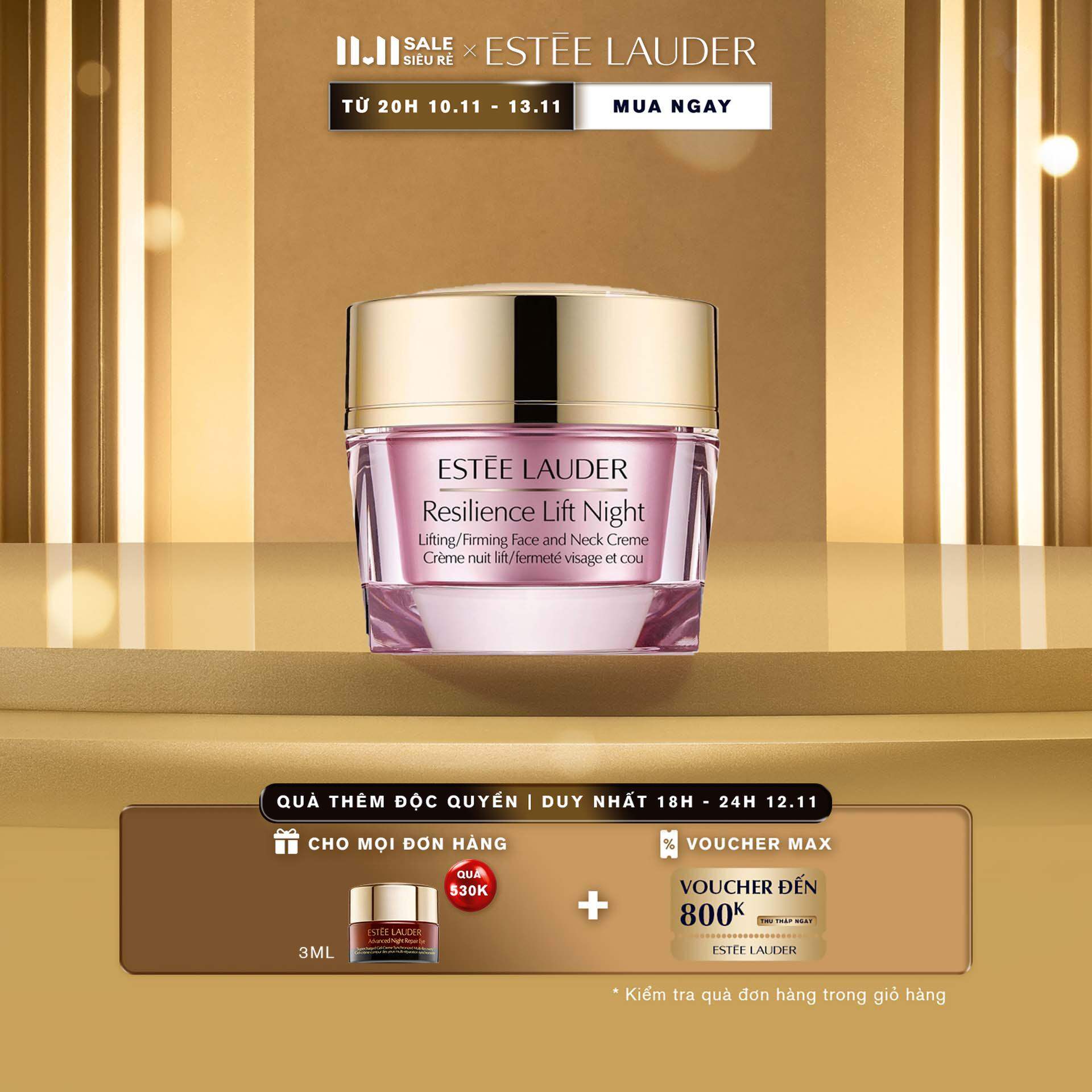 [ĐỘC QUYỀN 11.11] Kem dưỡng ẩm ban đêm nâng da cho vùng mặt và cổ Estee Lauder Resilience Lift Night