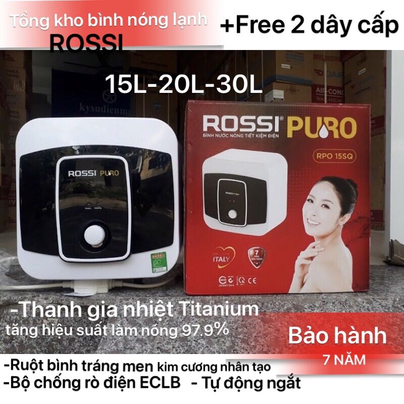 Bình nóng lạnh Rossi 15L-20L-30L Puro chống giật, tự ngắt