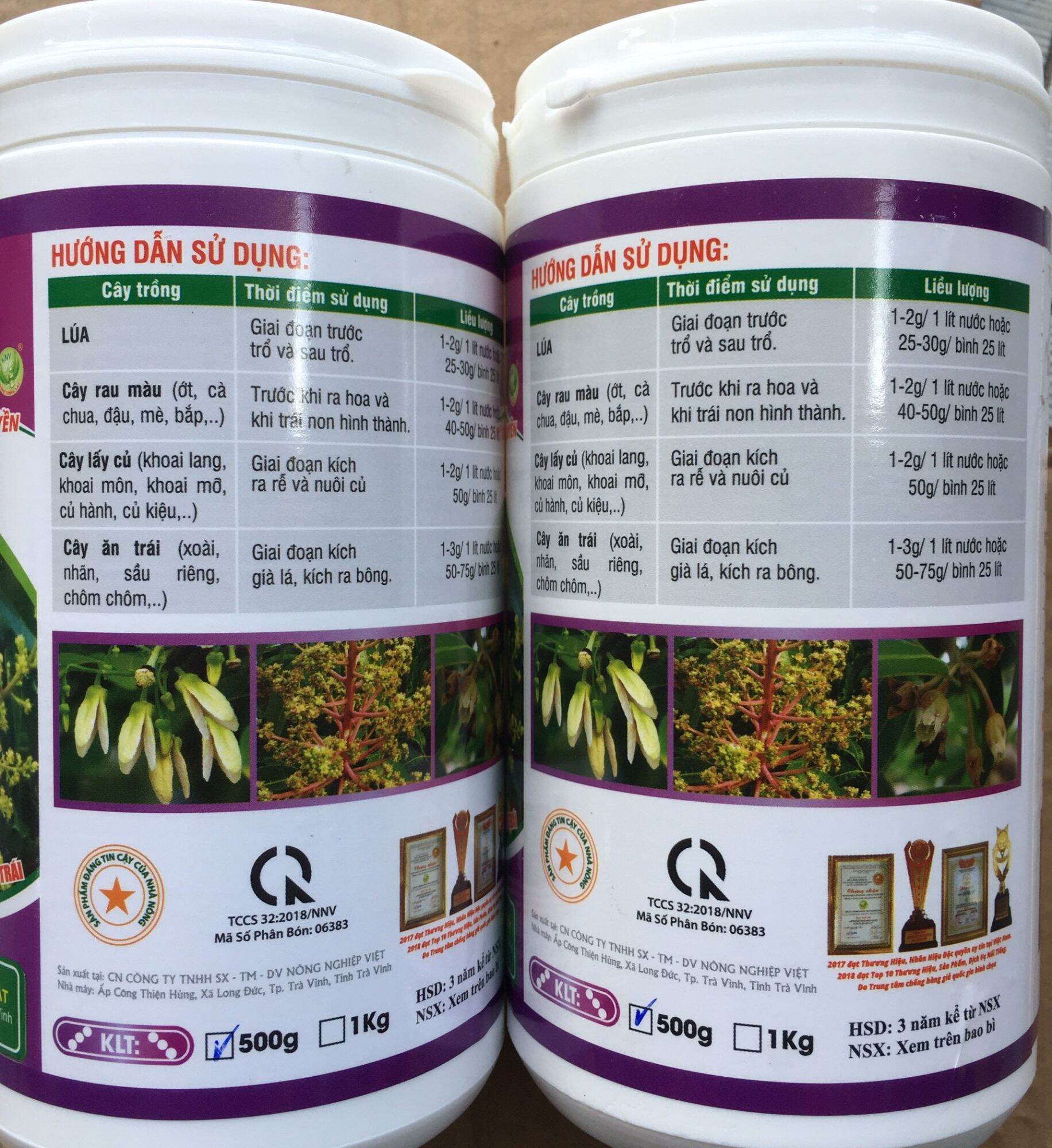 PHÂN BÓN NPK 10 60 10 NNV - HỦ 500G.