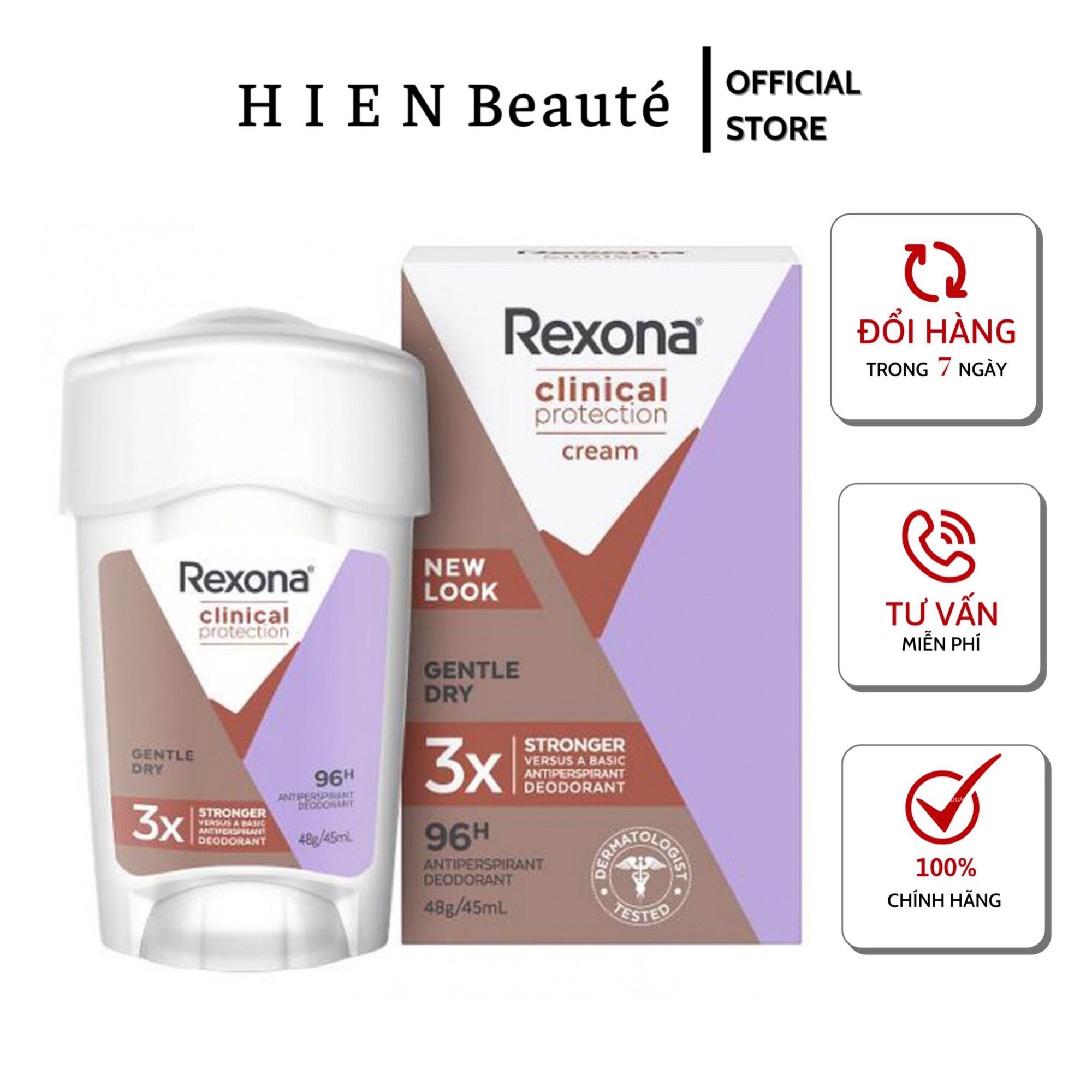 Sáp Khử Mùi Rexona Clinical Protection Gentle Dry 48g