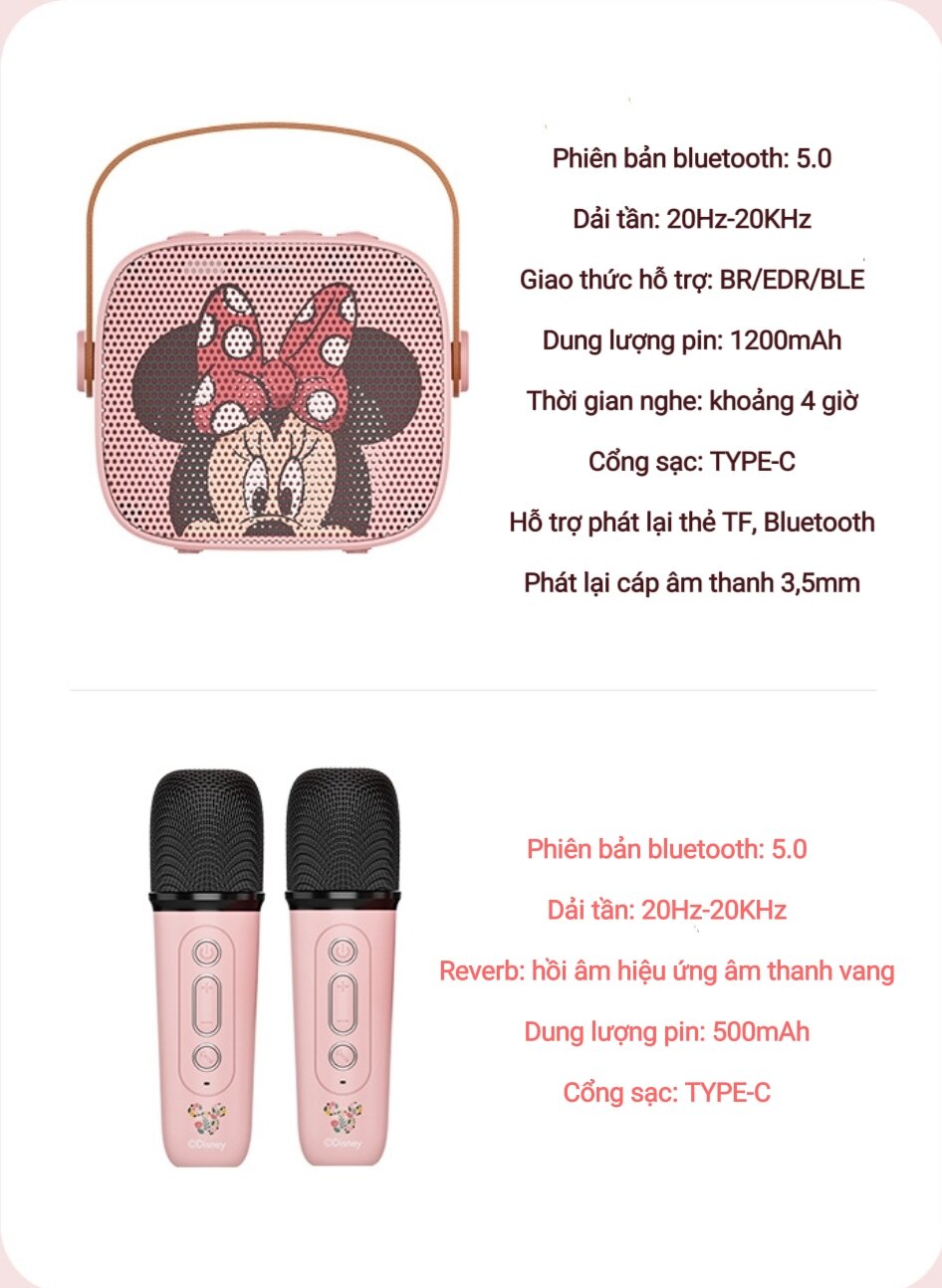LOA BLUETOOTH MINI KARAOKE DISNEY CHÍNH HÃNG