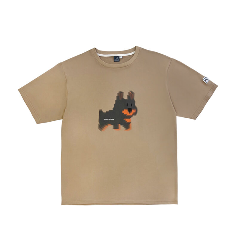 Áo Phông Ngắn Tay Hình Chú Chó Ảo Giác Mùa Hè Màu Đen Meow Pixel Cổ Tròn Thịnh Hành Rộng Rãi Thường Ngày Nam Đi Làm Mặc Trong Cặp Đôi Nặng Nề