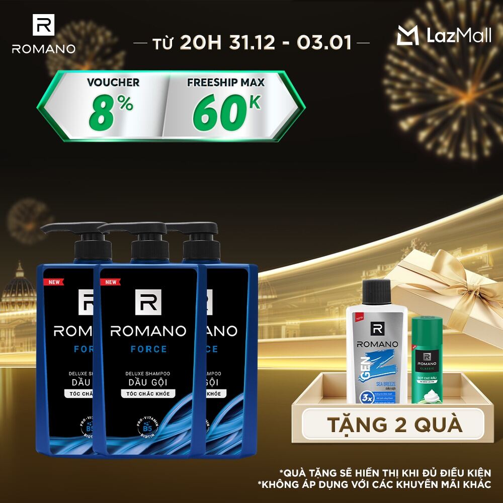  Combo 3 Dầu gội Romano 650g chai 