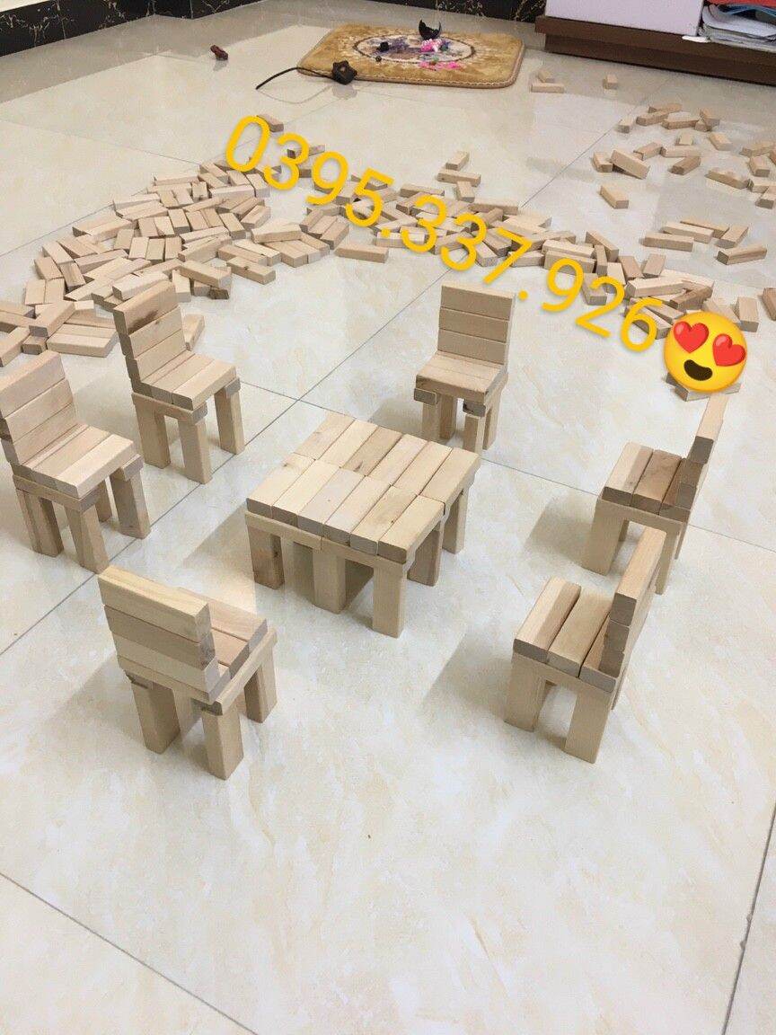 Combo 500 thanh gỗ xếp hình#rút gỗ#domino (2 loại)
