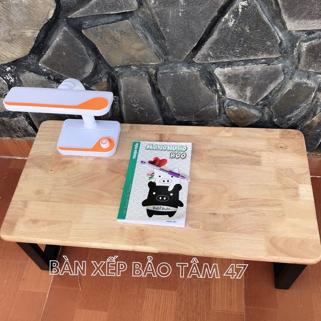 Bàn gỗ cao su ngồi bệt chân săt gấp (50*100 cao 32cm)