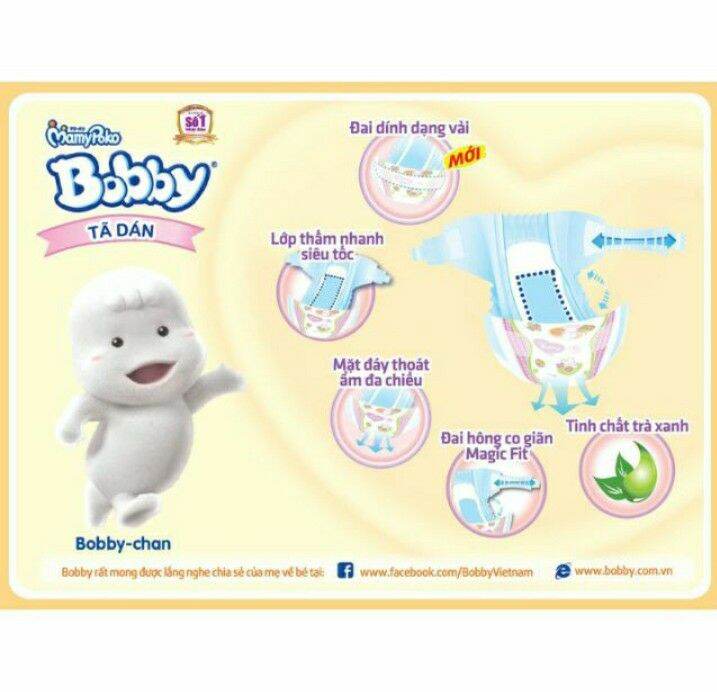 Tã dán Bobby sơ sinh Xs38 + 2 cho bé dưới 5kg