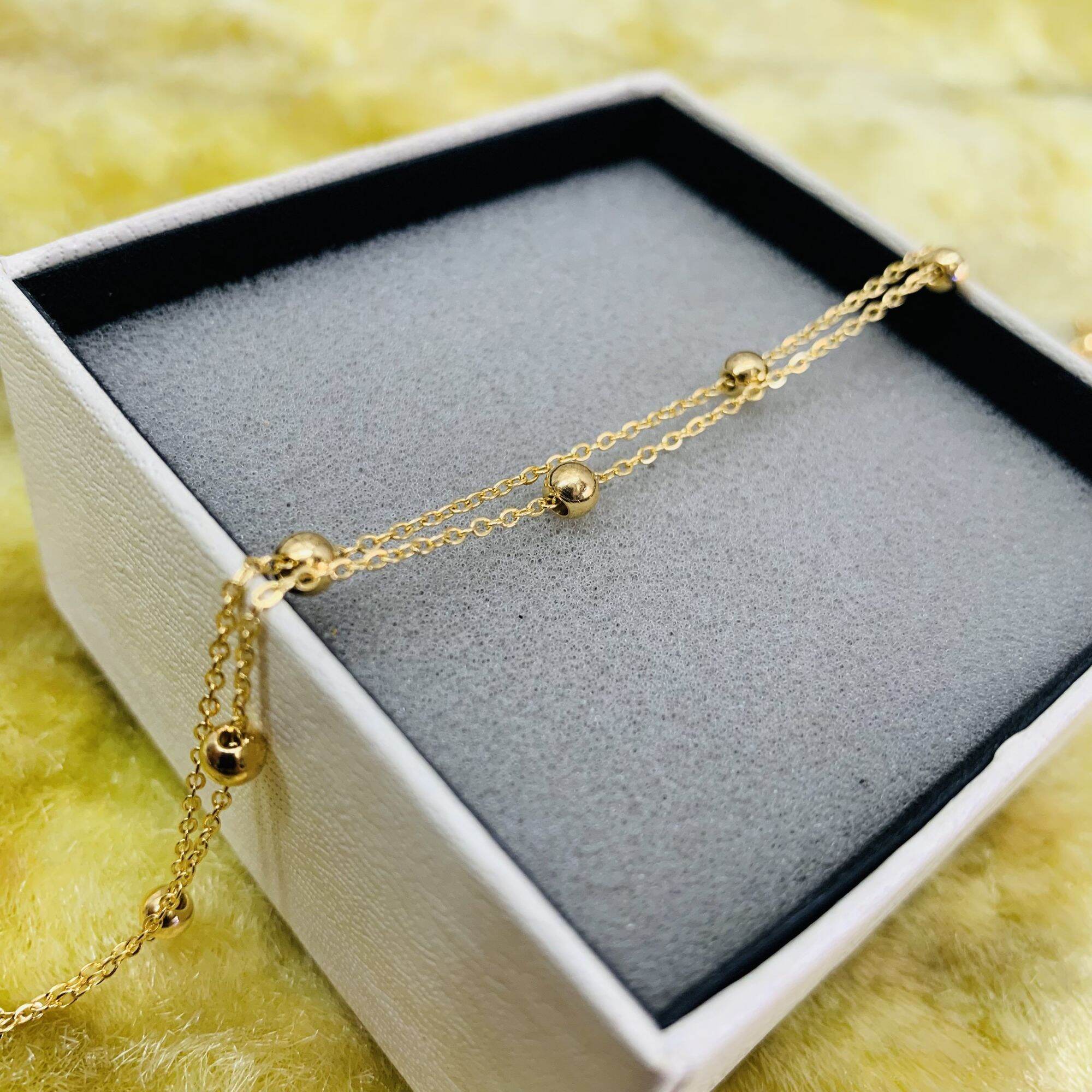 Lắc chân titan dây đôi bi nhỏ