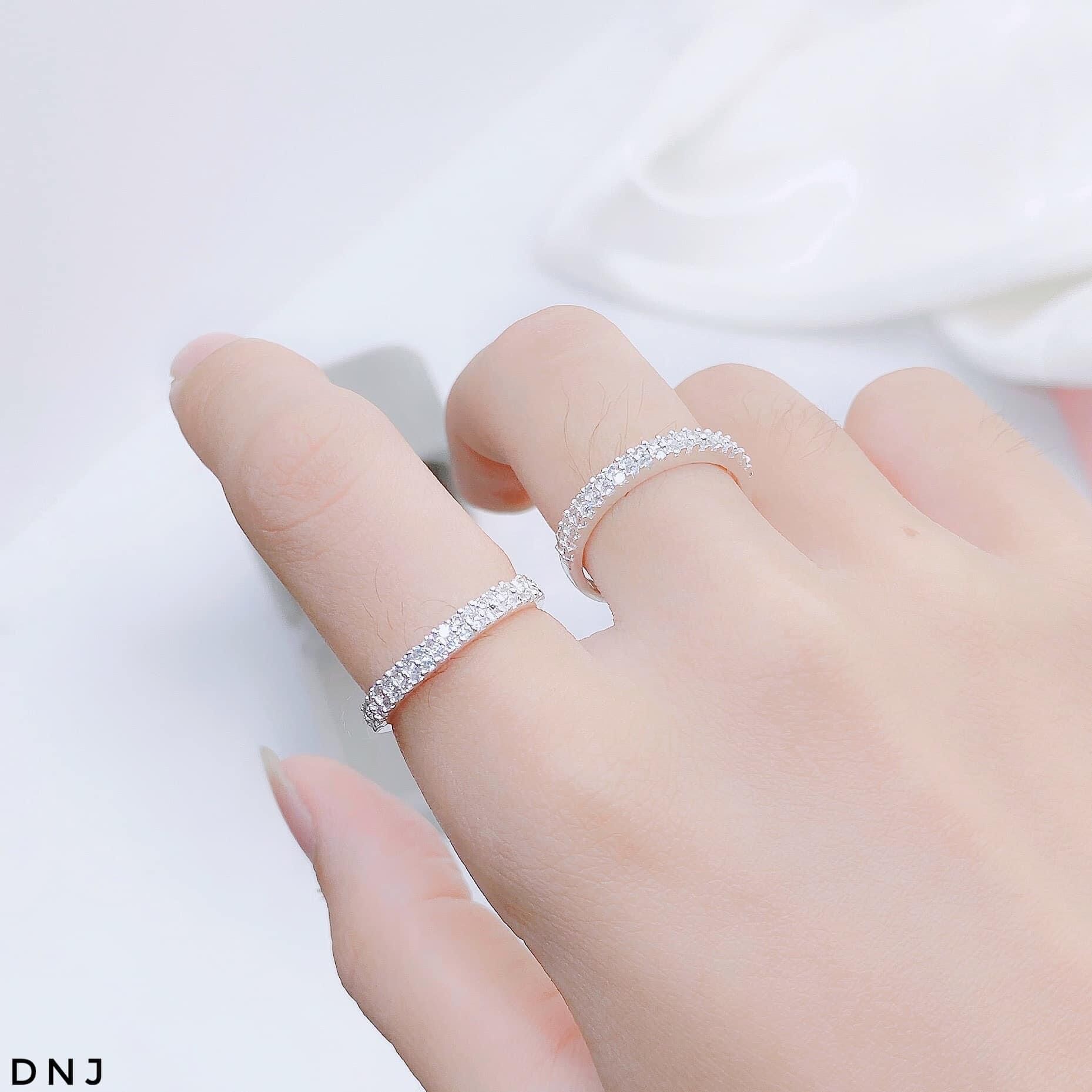 Nhẫn 2 hàng đá, Nhẫn nữ đính đá,chất liệu Bạc Ta 100%-bacquynhanh