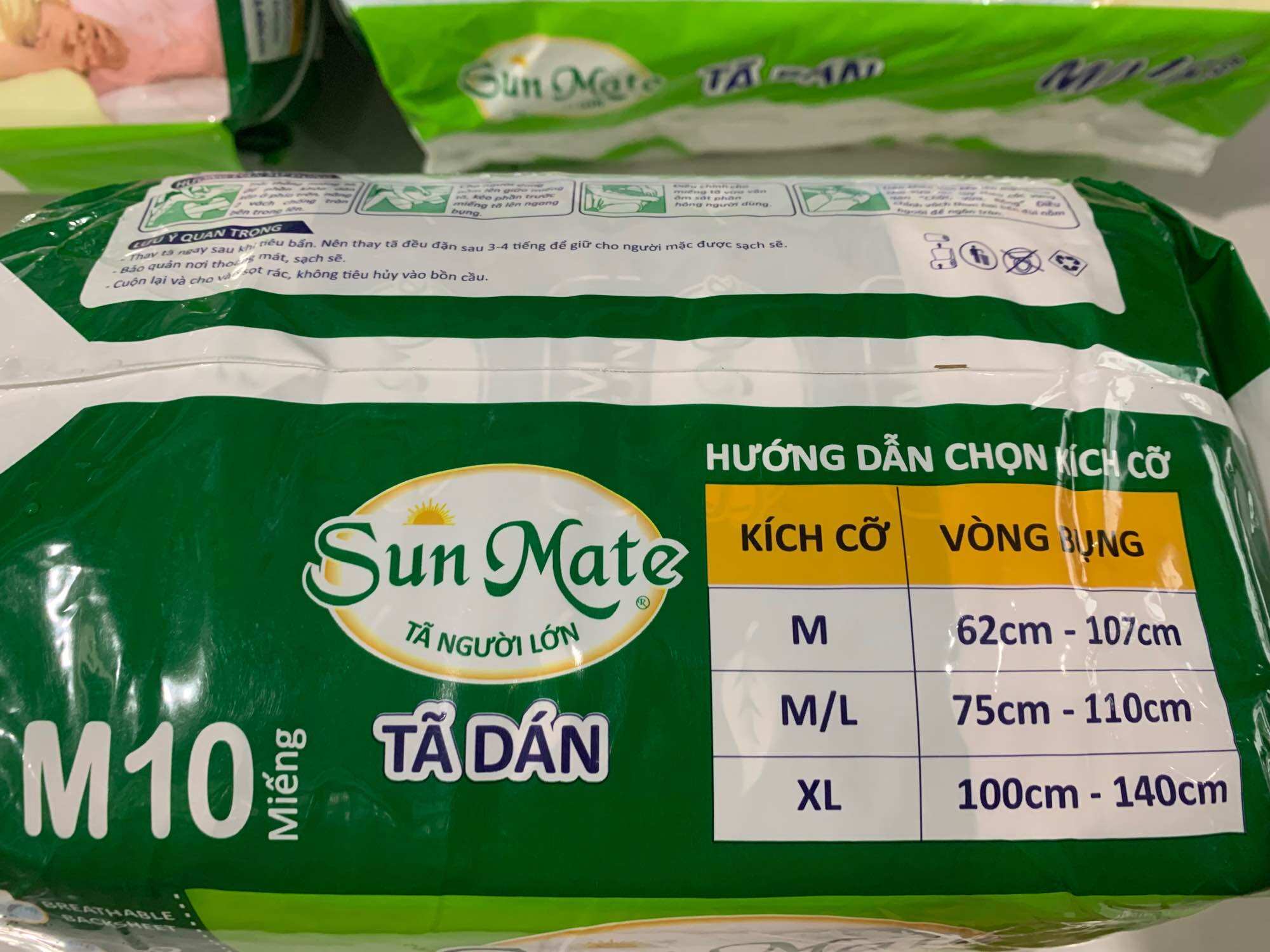 (TpHCM) - Combo 5 Gói tã dán Sunmate M10 - Date luôn mới