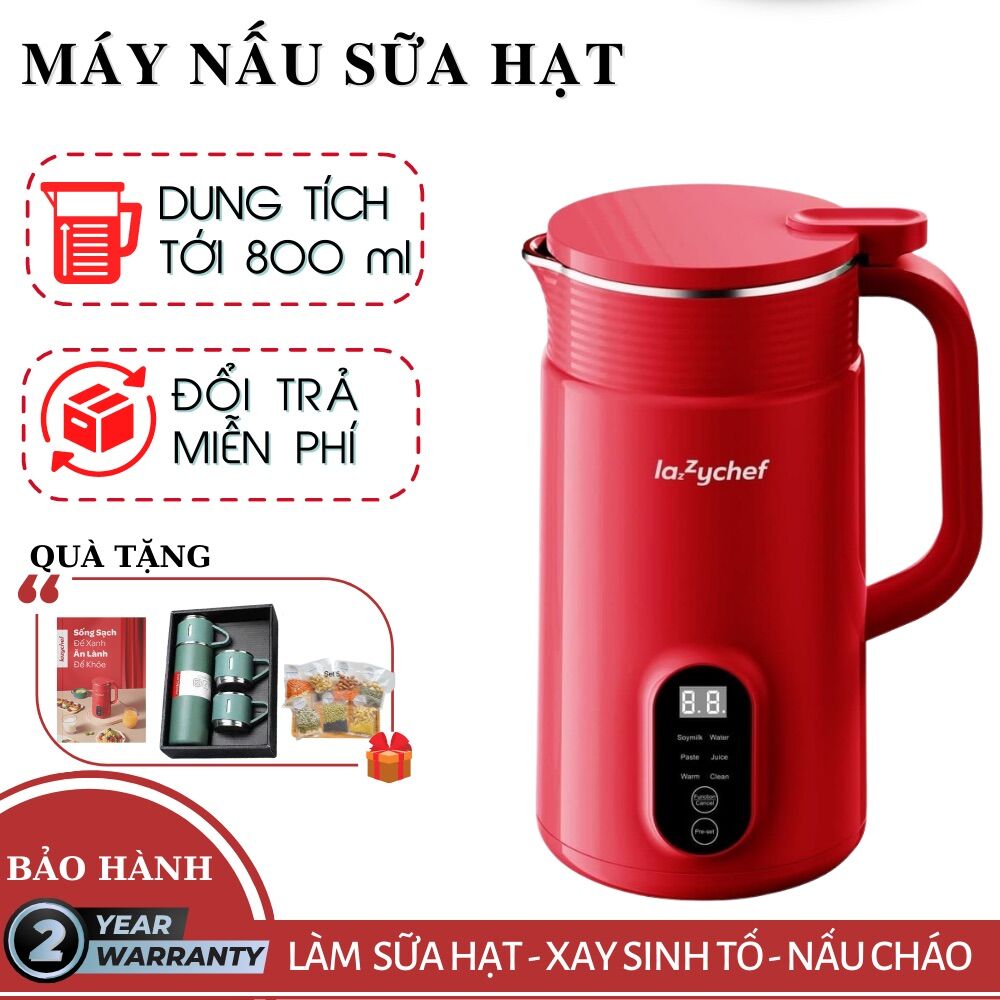 Máy xay nấu đa năng 5 in 1 LazyChef - Máy làm sữa hạt, máy đa năng làm sữa đậu nành,nấu cháo chậm 800ml