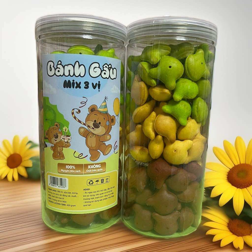 BÁNH GẤU MIX 3 VỊ HŨ 420G