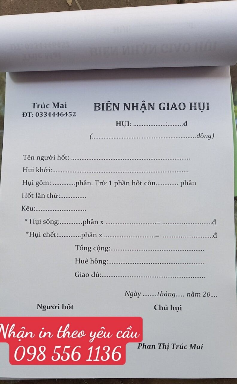 Giấy Giao hụi quyển 50 tờ A5