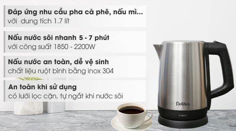 Ấm siêu tốc Delites 1.7 lít ST17S03

- new 100%